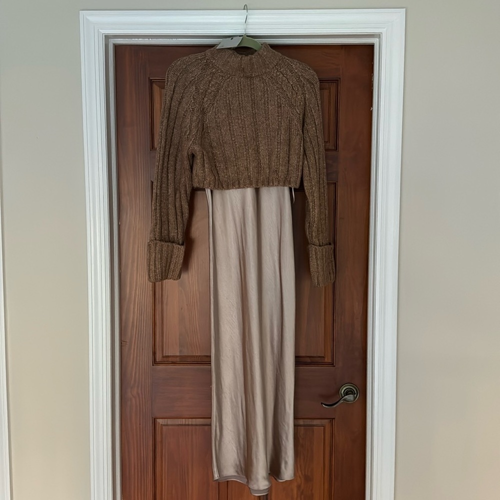 2 piece slip dress with sweater